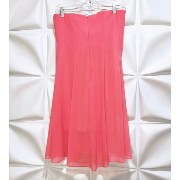 Rubber Ducky Sz M Pink Coral Ruched Strapless Formal Mini Fit and Flare Dress - Picture 5 of 7